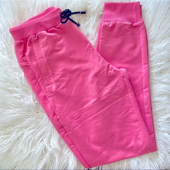 High Waisted Pink Joggers with Black Drawstring - Picture 2 of 5
